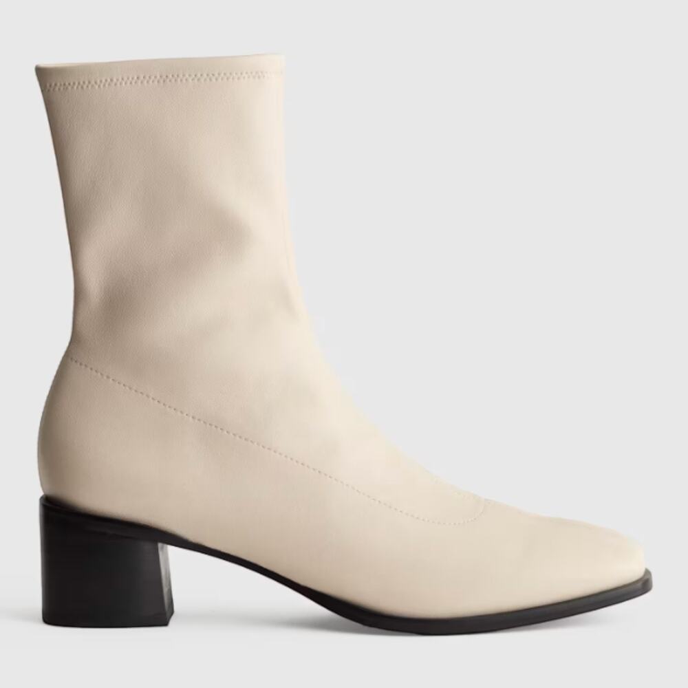 New! Quince Stretch Sock Boot Italian Bone Cream Leather Womens Size 6 $169 #16